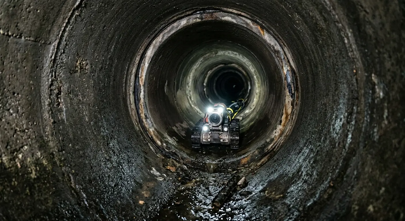 Robotic sewer camera inspecting pipe interior for Drain Snake Service in Mead Valley